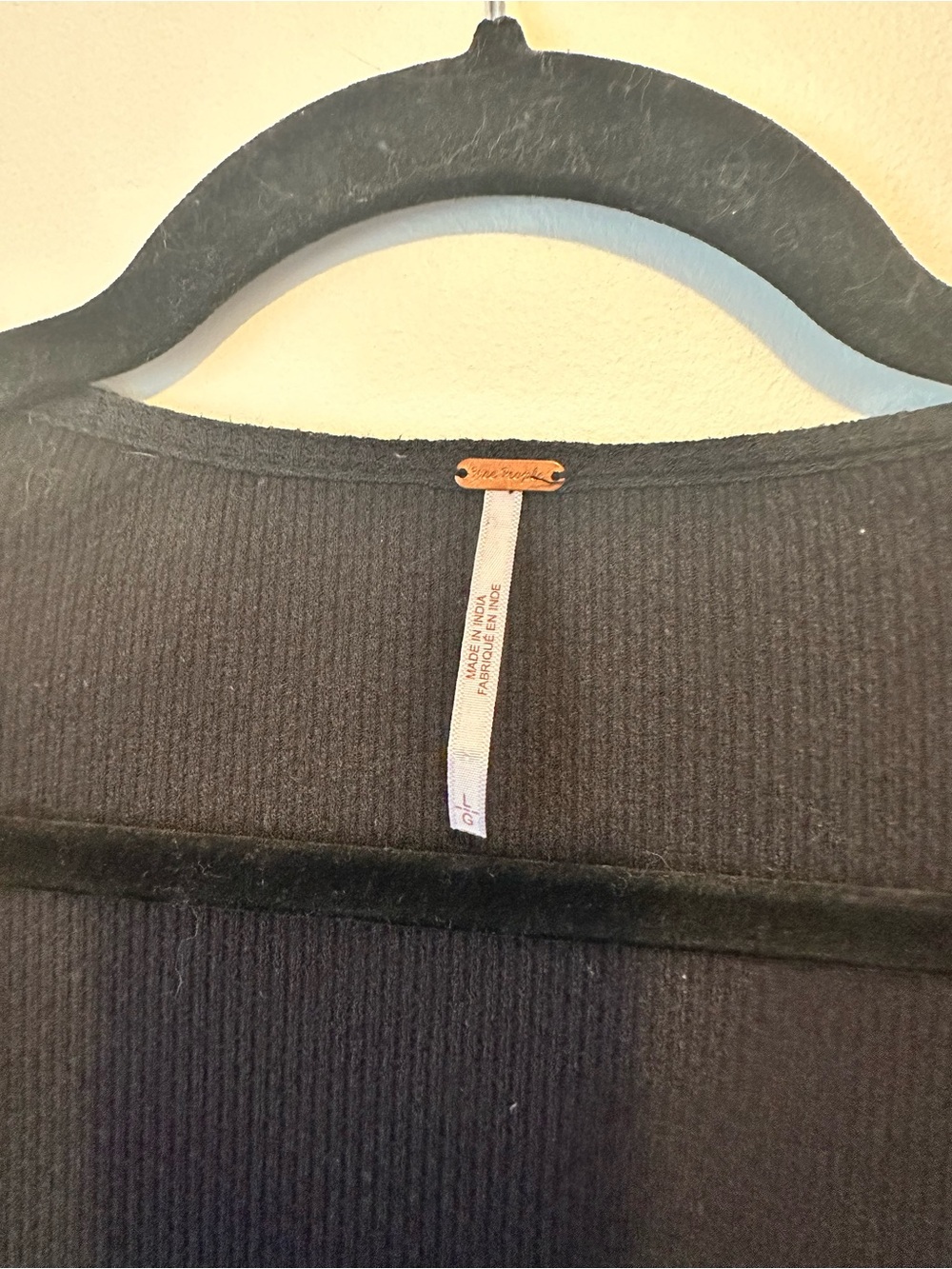 Free People A Little Unruly Black Waffle Stud Long Sleeve Ribbed Top Shirt L - Picture 6 of 15